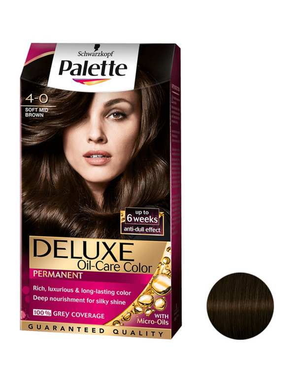 کیت رنگ مو پلت Palette سری Deluxe رنگ قهوه ای متوسط شماره 0-4 حجم 50ml