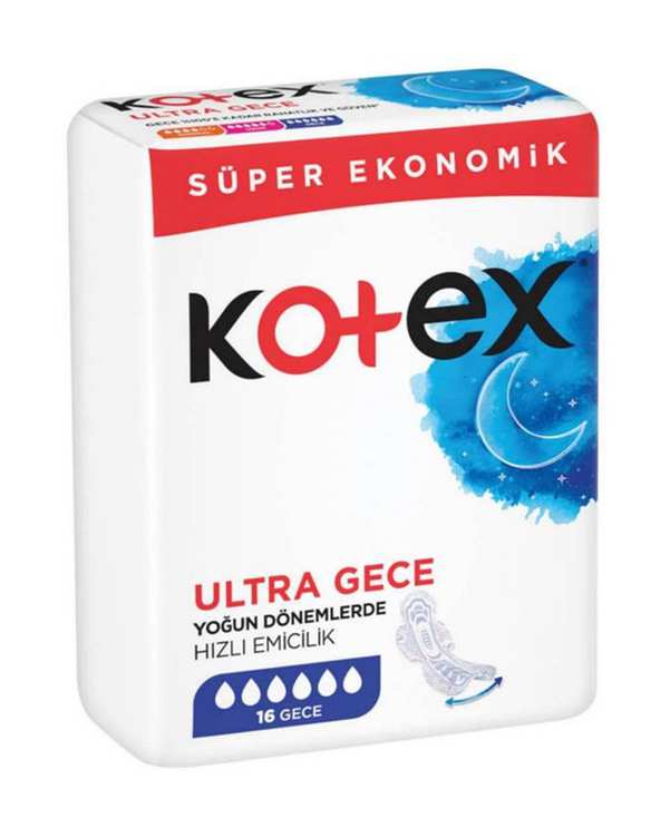 نوار بهداشتی مخصوص شب کوتکس Kotex مدل Ultra Gece بسته 16 عددی