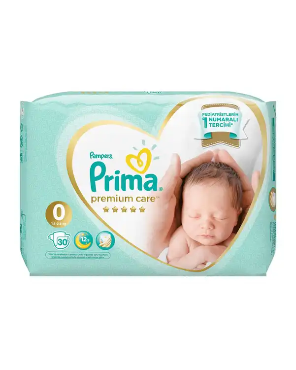 پوشک پریما Prima مدل Premium Care سایز 0 بسته 30 عددی