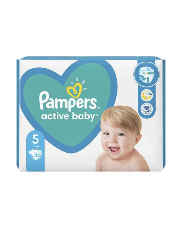پوشک کودک پمپرز Pampers مدل Active Baby سایز 5 بسته 42 عددی
