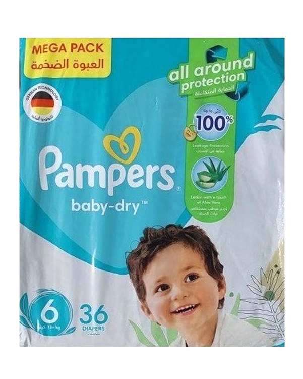 پوشک بچه چسبی پمپرز Pampers مدل Baby Dry سایز 6 بسته 36 عددی