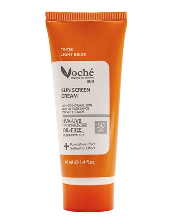 کرم ضد آفتاب رنگی SPF50 وچه Voche مناسب پوست خشک و معمولی بژ روشن