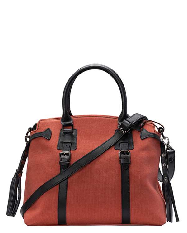 کیف چرم زنانه دستی قرمز مشکی صاد Saad مدل RZ2506  ?>