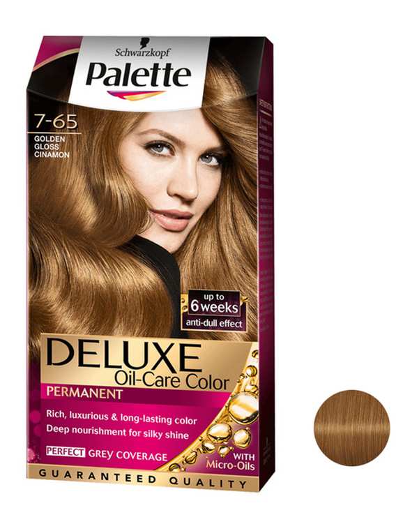 کیت رنگ مو پلت Palette سری Deluxe رنگ دارچینی طلایی شماره 65-7 حجم 50ml