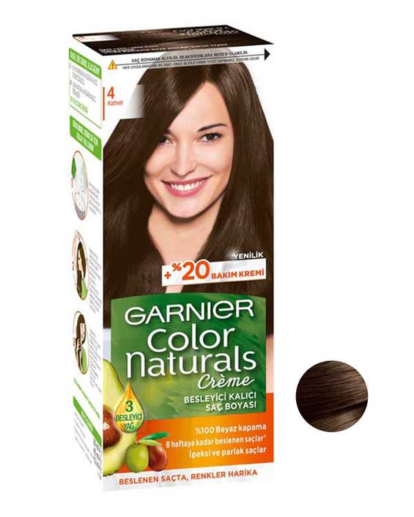 رنگ مو گارنیه Garnier مدل Color Naturals رنگ قهوه ای شماره 4