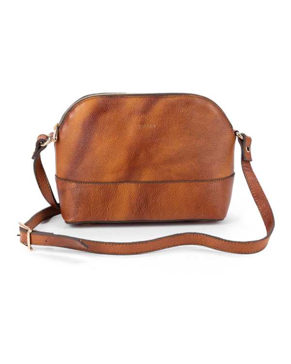 کیف چرم زنانه دوشی قهوه ای روشن صاد Saad مدل JR5409