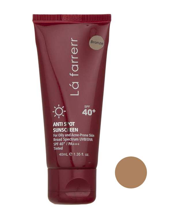 کرم ضد آفتاب رنگی SPF40 لافارر La Farrerr مدل Acne Prone Bronze مناسب پوست های چرب 40ml