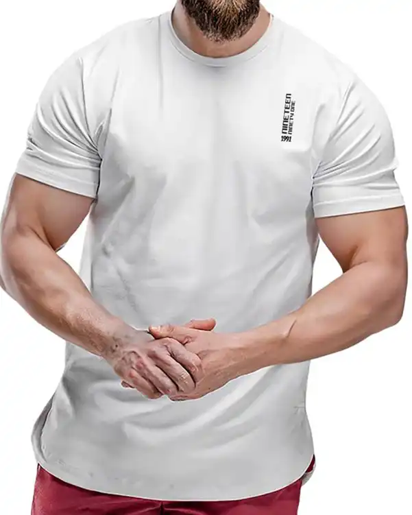 تی شرت مردانه ورزشی سفید لانگ 1991 اس دبلیو مدل TS1967 WW