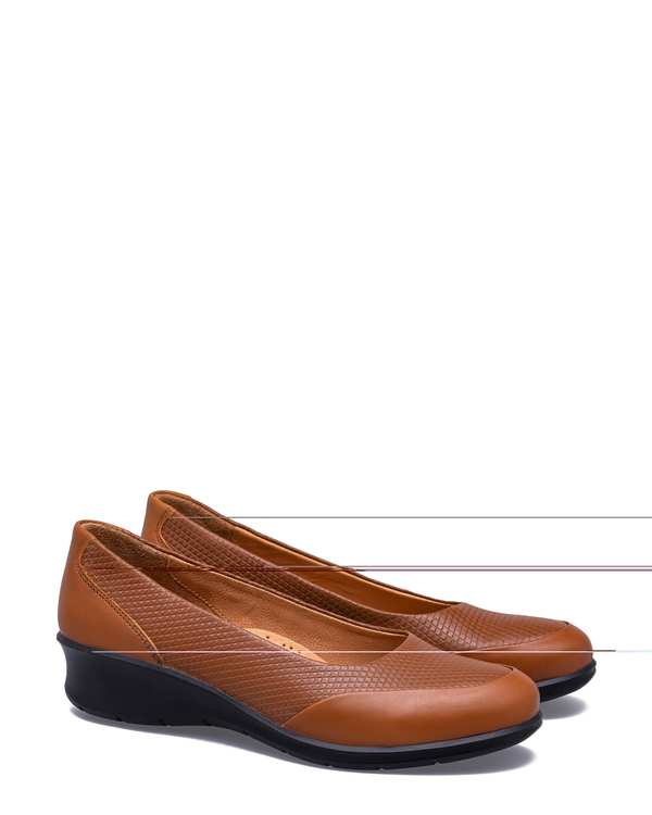کفش چرم زنانه کژوال عسلی پاما Pama مدل K0726 - تصویر 4