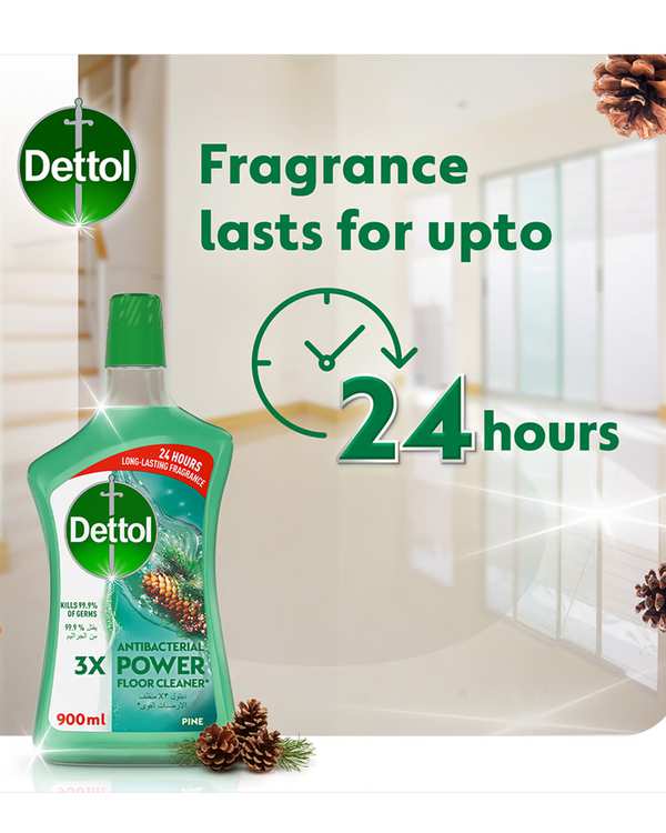 محلول ضد عفونی کننده سطوح دتول Dettol مدل 3X Power با رایحه کاج 900ml - تصویر 2