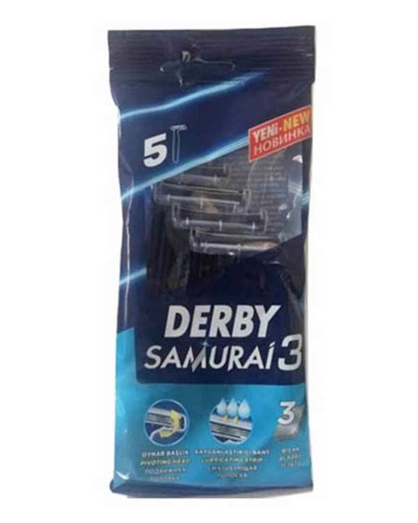 تیغ اصلاح 3 لبه دربی Derby مدل سامورایی Samurai  بسته 5 عددی