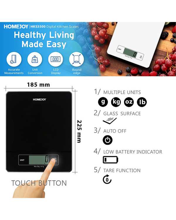 ترازوی آشپزخانه سفید هوم جوی Home Joy مدل HKS-3500 - تصویر 2