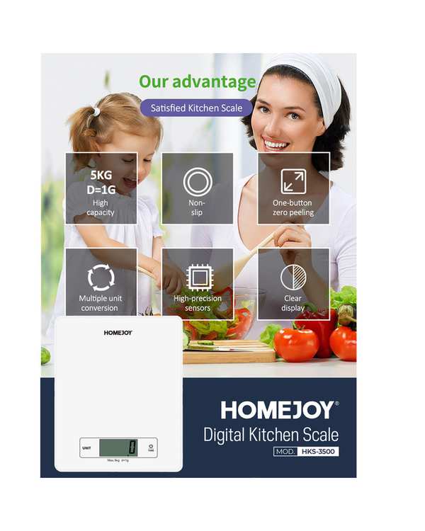 ترازوی آشپزخانه سفید هوم جوی Home Joy مدل HKS-3500 - تصویر 3