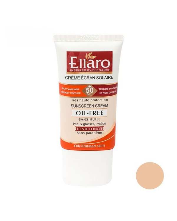 کرم ضد آفتاب رنگی فاقد چربی SPF50 الارو Ellaro مناسب پوست های چرب و مختلط 50ml کد 12