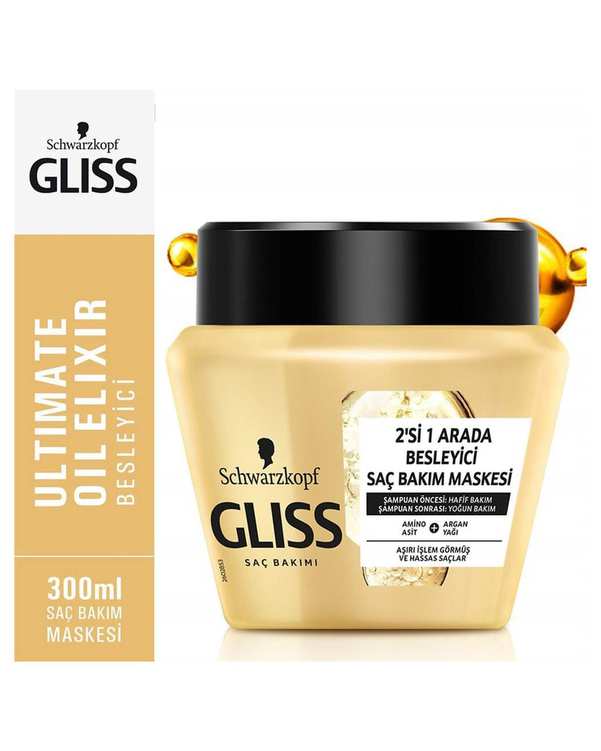 ماسک مو احیا کننده گلیس Gliss مدل Ultimate Oil Elixir مناسب موهای حساس و دارای موخوره 300ml_1