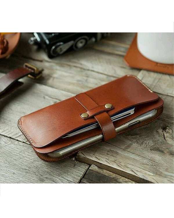 کیف چرم مدل DM77 عسلی چرم بارز Charm Barez مناسب برای گوشی موبایل سایز 7 اینچ - تصویر 3