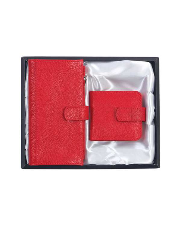 ست هدیه چرم زنانه قرمز چرم بارز Charm Barez مدل DS70.1