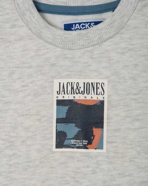 سویشرت پسرانه سفید طوسی ملانژ کیدز پرو Kids Pro مدل Jack&Jones - تصویر 2