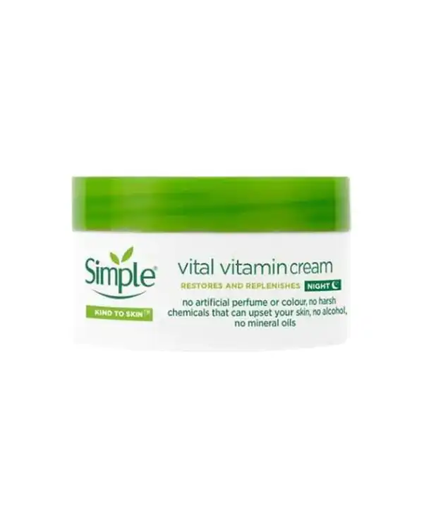کرم ترمیم کننده و ویتامینه صورت مخصوص شب سیمپل Simple مدل Vital Vitamin حجم 50ml