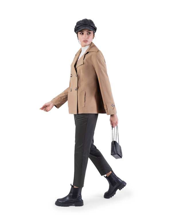 بارانی زنانه کوتاه کرم مالینو Malino کد 1723026002 - تصویر 5