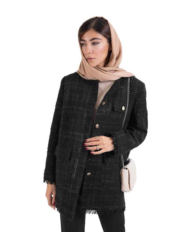 کت زنانه چهارخانه مشکی مالینو Malino کد 1723026304 - تصویر 2