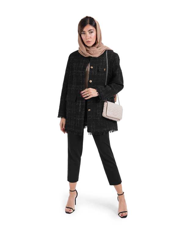 کت زنانه چهارخانه مشکی مالینو Malino کد 1723026304 - تصویر 3