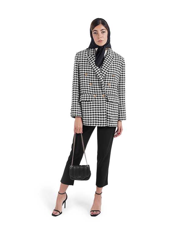 کت زنانه پیچازی سفید مشکی مالینو Malino کد 1723026306 - تصویر 3