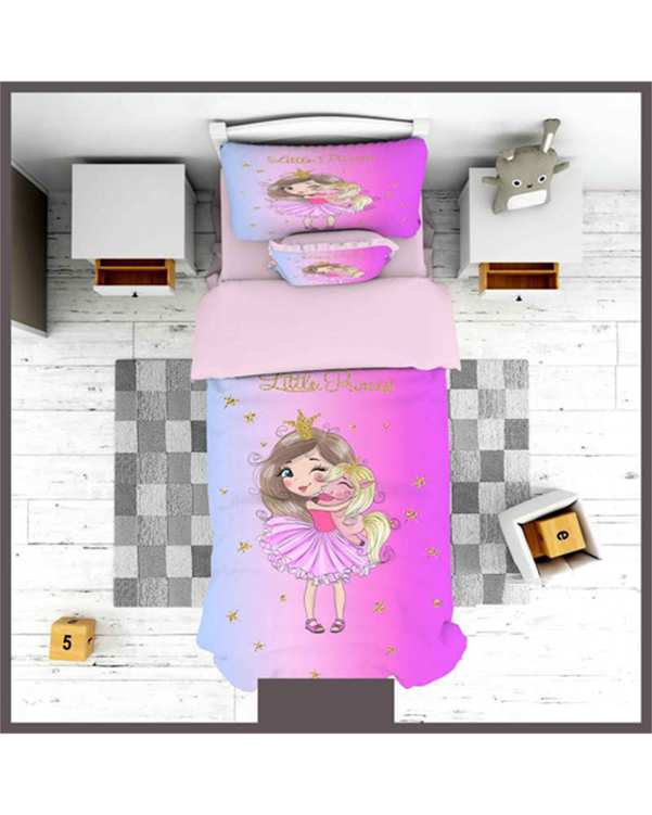 روتختی بچگانه یک نفره 5 تکه صورتی نوپه هوم Nopehome طرح دختر و یونیکورن کد T4812