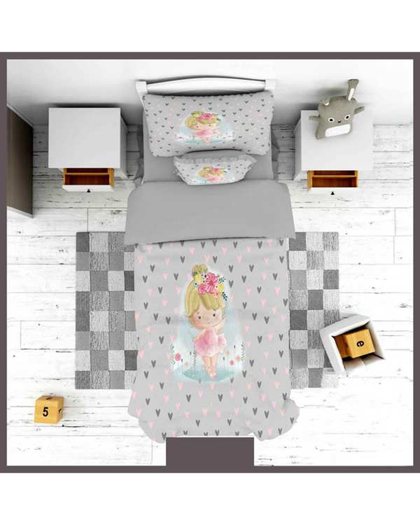 روتختی بچگانه یک نفره 5 تکه طوسی نوپه هوم Nopehome طرح دختر کد T4813
