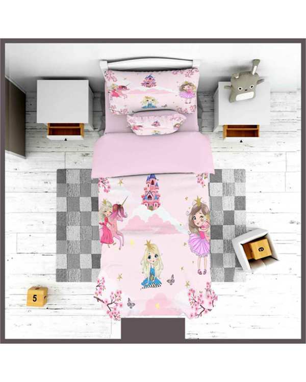 روتختی بچگانه یک نفره 5 تکه صورتی نوپه هوم Nopehome طرح دختر کد T4850