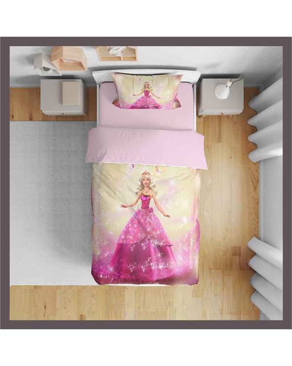 روتختی بچگانه یک نفره 5 تکه صورتی نوپه هوم Nopehome طرح باربی کد T4872