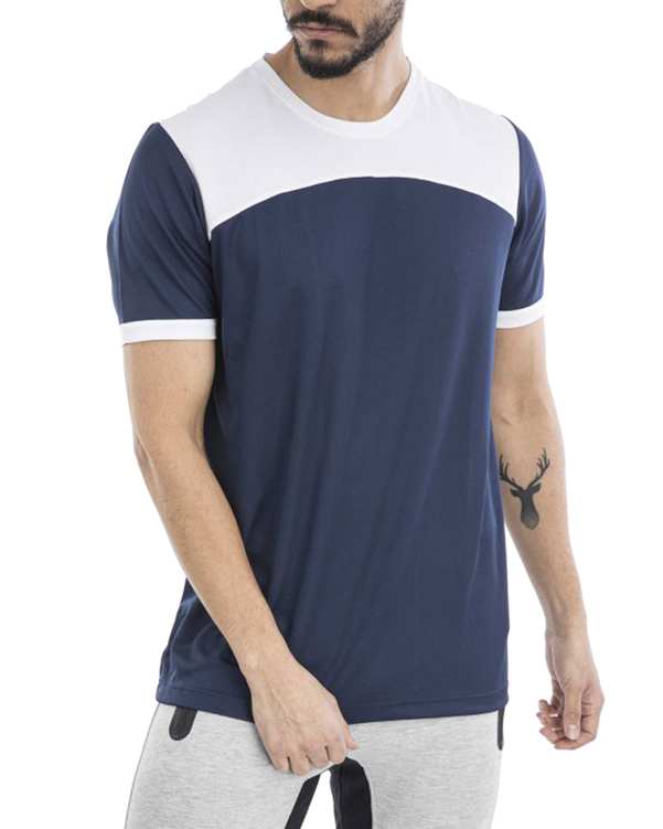 تی شرت مردانه ورزشی سرمه ای سفید مل اند موژ Mel & Moj کد M08342-400