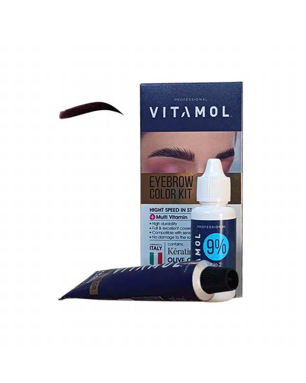 کیت رنگ ابرو ویتامول Vitamol رنگ قهوه ای روشن شماره B حجم 30ml