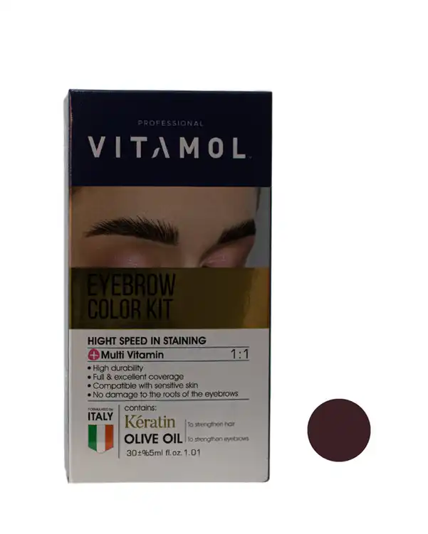 کیت رنگ ابرو ویتامول Vitamol مدل DB رنگ قهوه ای تیره