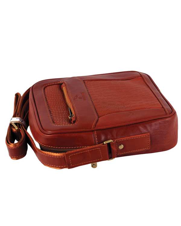 کیف چرم دوشی عسلی چرم بارز Charm Barez مدل DG67 - تصویر 4
