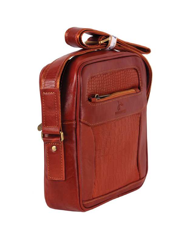 کیف چرم دوشی عسلی چرم بارز Charm Barez مدل DG67 - تصویر 6