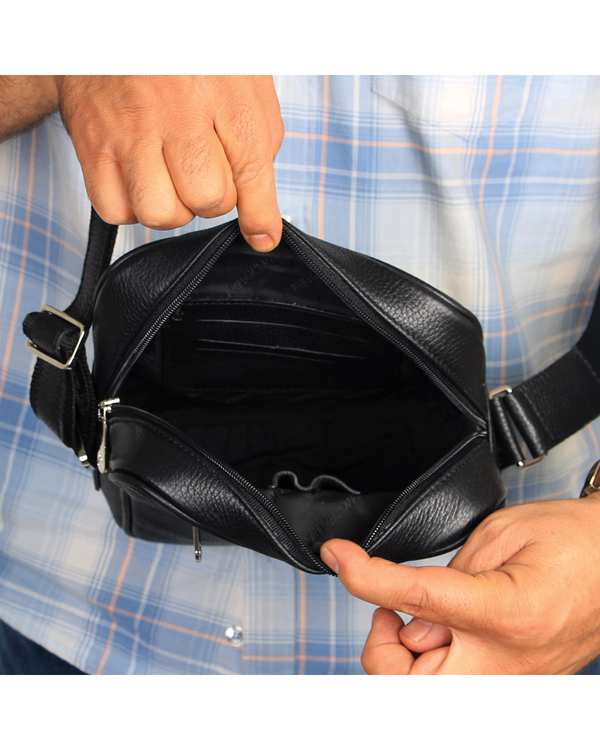 کیف چرم دوشی مشکی چرم بارز Charm Barez مدل DG67.1 - تصویر 9