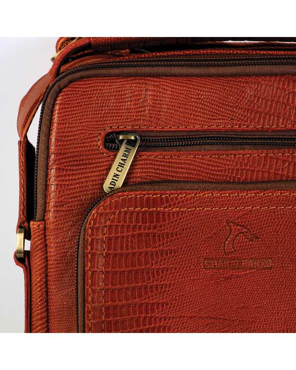 کیف چرم دوشی عسلی چرم بارز Charm Barez مدل DG68.Lizard - تصویر 4