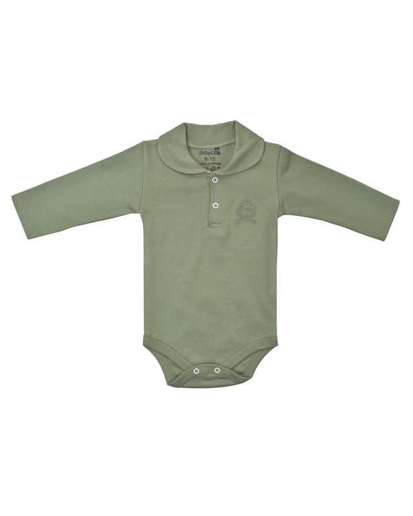 بادی نوزادی آستین بلند سبز سدری بی بی وان Baby One مدل 104 -25