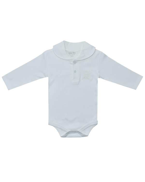 بادی نوزادی آستین بلند سفید بی بی وان Baby One مدل 104 -29
