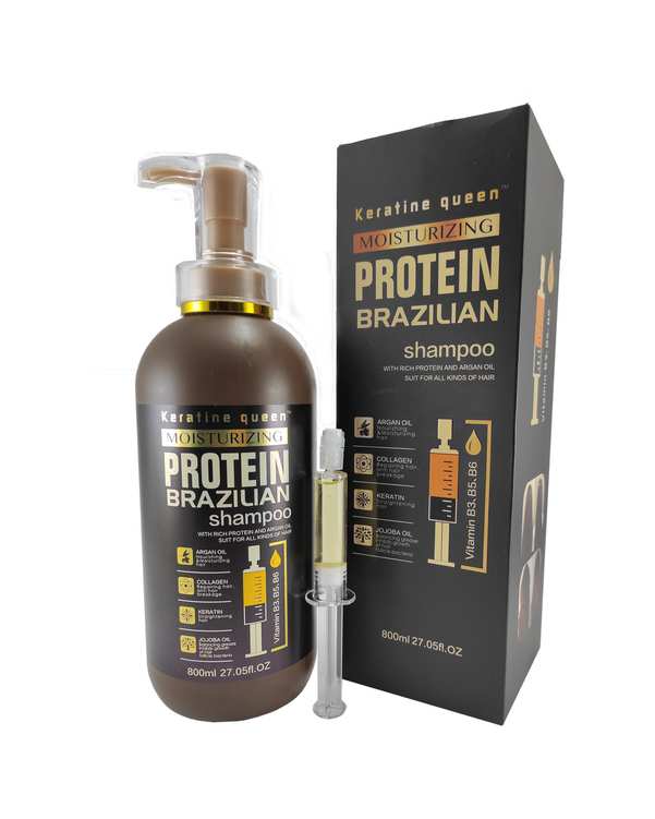 شامپو مو پروتئین کراتین بدون سولفات کراتین کویین Keratine Queen مدل Protein Brazilian حجم 800ml