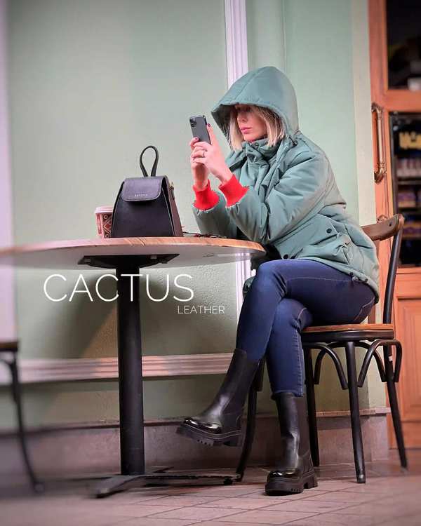 بوت چرم زنانهمشکی ورنی کاکتوس Cactus کد WS4043 - تصویر 4