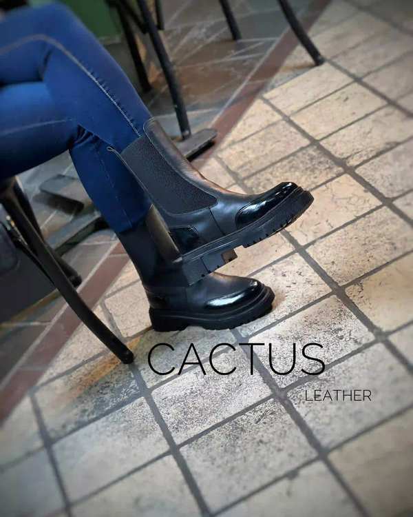 بوت چرم زنانهمشکی ورنی کاکتوس Cactus کد WS4043 - تصویر 5