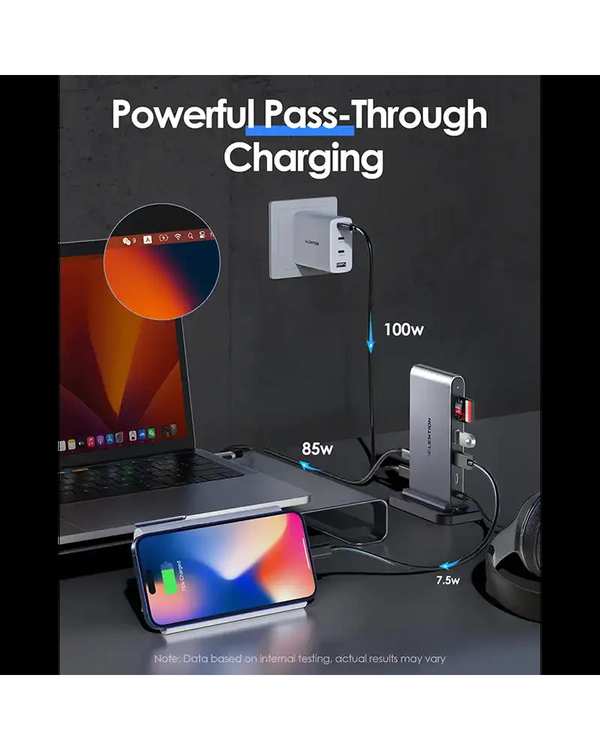 داک استیشن 10 پورت USB-C لنشن Lention مدل D65 خاکستری - تصویر 4