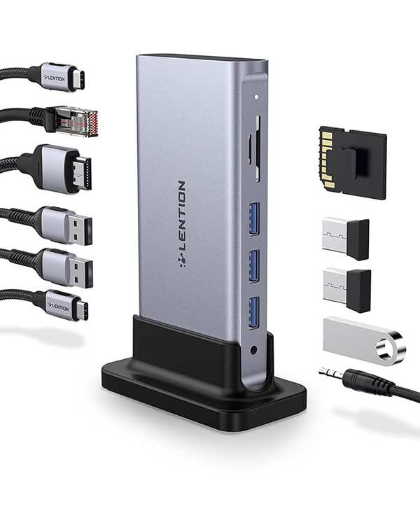 داک استیشن 11 پورت USB-C لنشن Lention مدل D54 خاکستری - تصویر 5