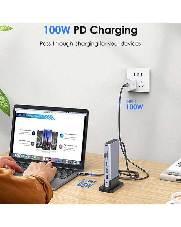 داک استیشن 11 پورت USB-C لنشن Lention مدل D54 خاکستری - تصویر 7