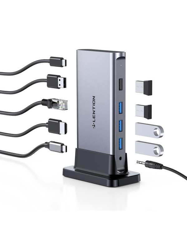 داک استیشن 10 پورت USB-C لنشن Lention مدل D53s خاکستری - تصویر 2