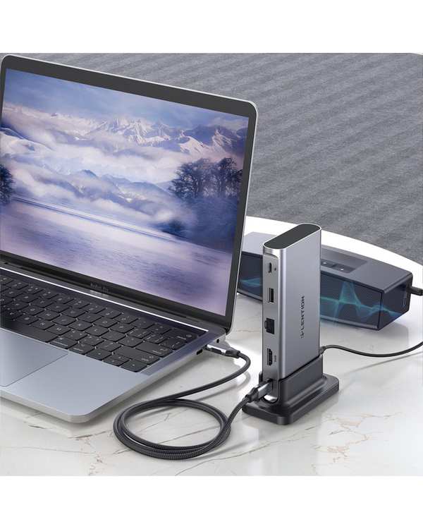 داک استیشن 10 پورت USB-C لنشن Lention مدل D53s خاکستری - تصویر 3