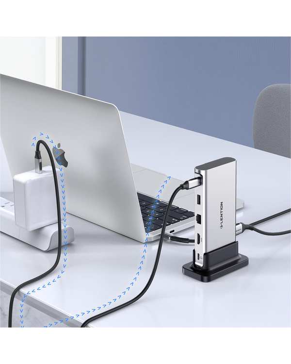 داک استیشن 10 پورت USB-C لنشن Lention مدل D53s خاکستری - تصویر 5