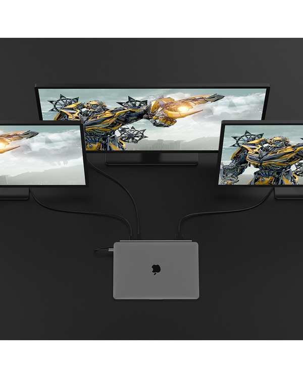 داک استیشن 11 پورت USB-C لنشن Lention مدل C95 خاکستری - تصویر 2